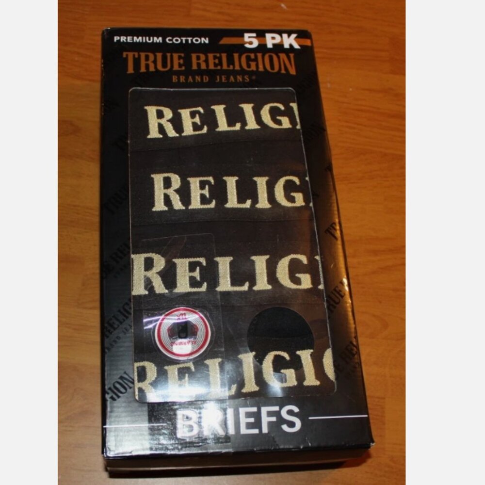 True Religion 5 pack Black Cotton Briefs Men's Underwear M 32 - 34